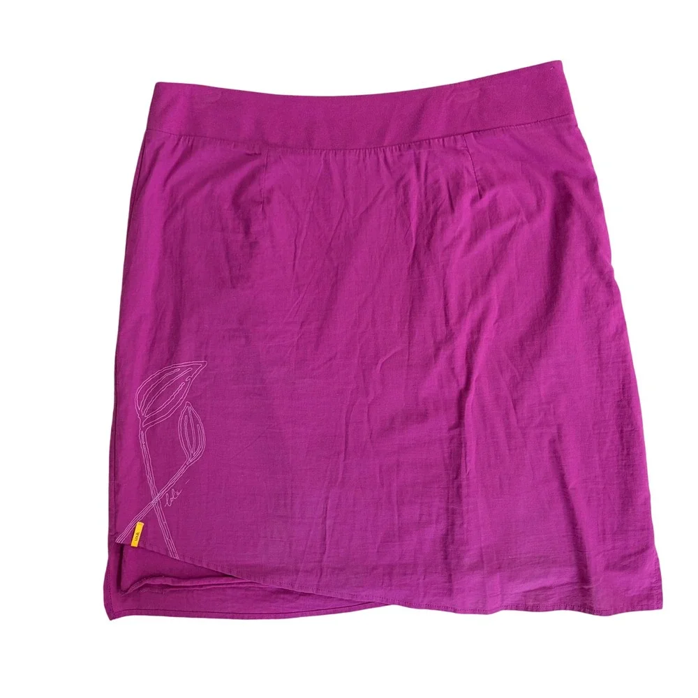 Lole Wrap Skirt 10 XL Gorpcore Magenta Purple Cotton Floral Graphic Zip Mini